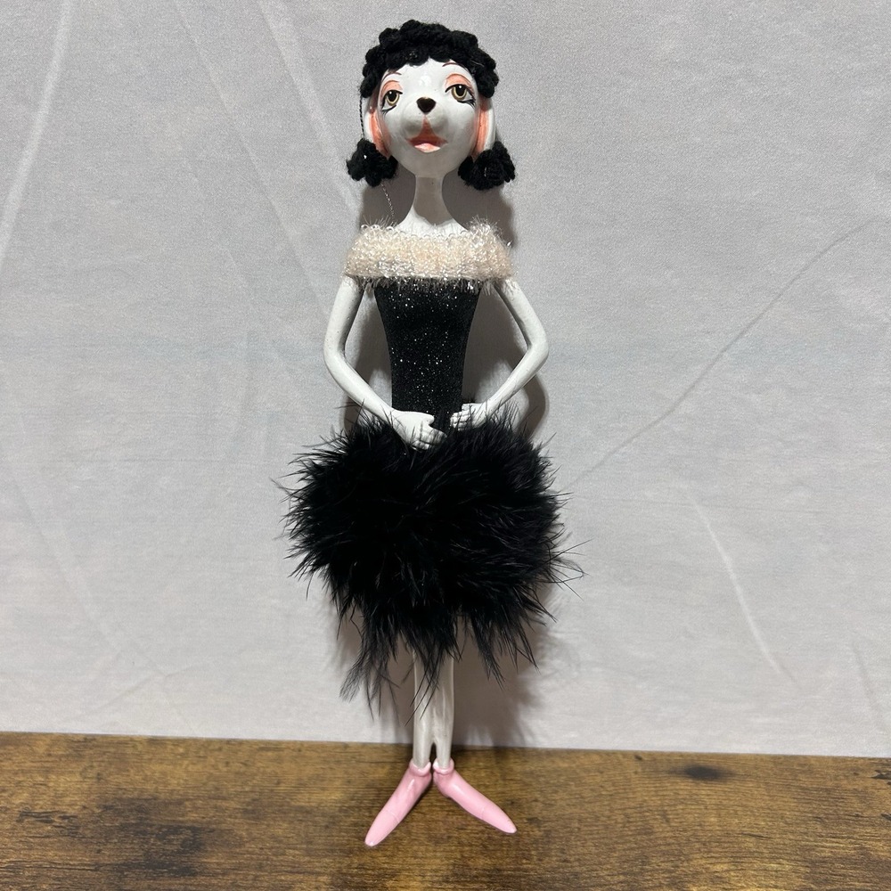 Handcrafted In Philippines‎ Dog Fancy Lady Christmas Ornament 10" Black Dress